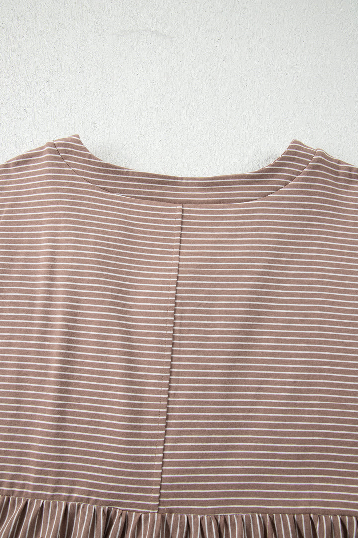 Buttoned V Neck High Low Side Slit T Shirt