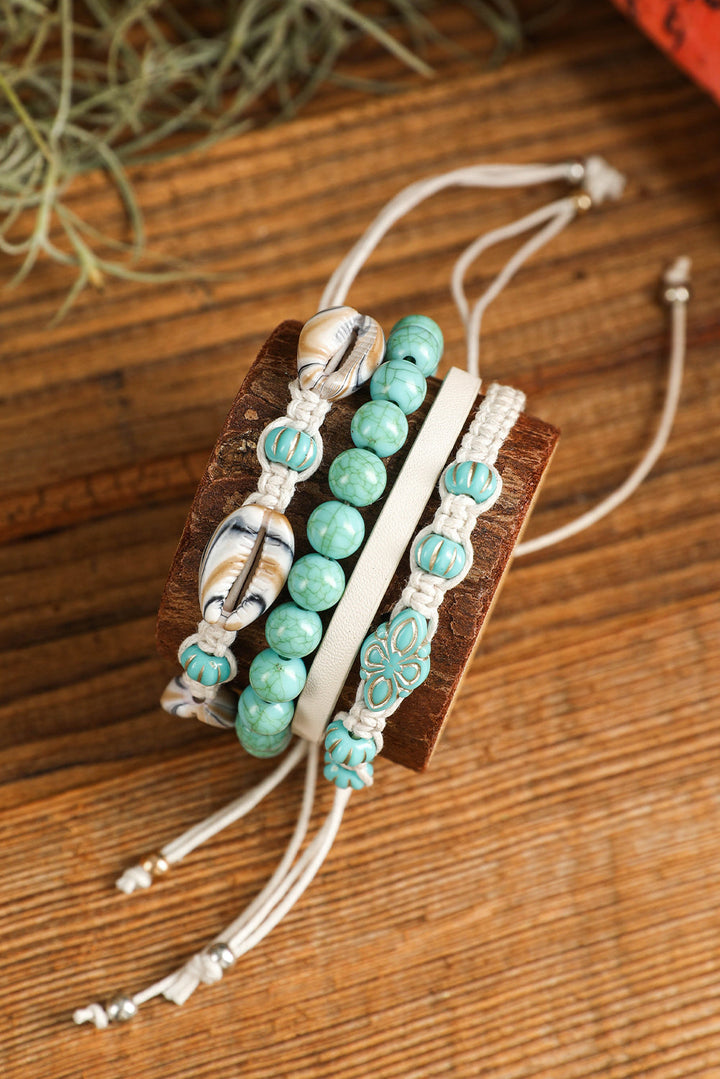 Western Turquoise Shell Multi Layered Bracelet Set