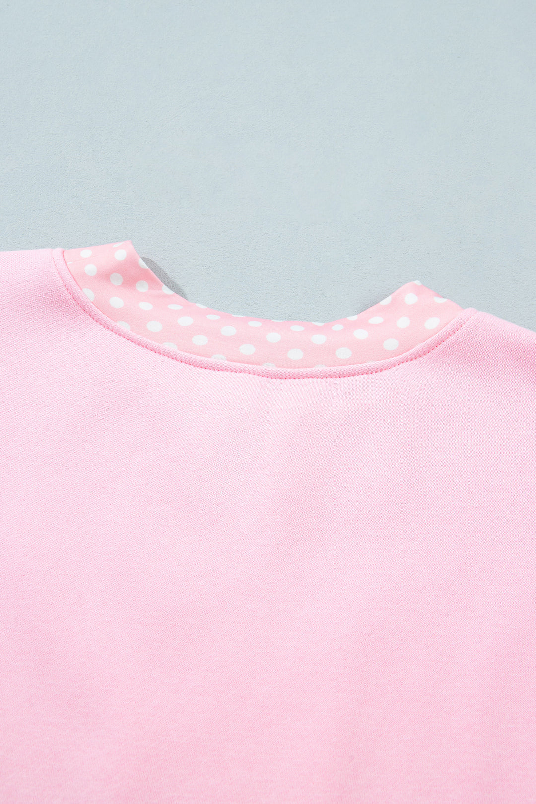 Pink Colorblock Polka Dot Contrast Trim Oversized Sweatshirt