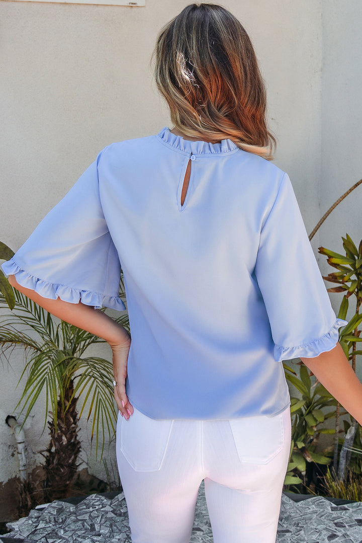 Myosotis Ruffled Bell Sleeve Loose Blouse