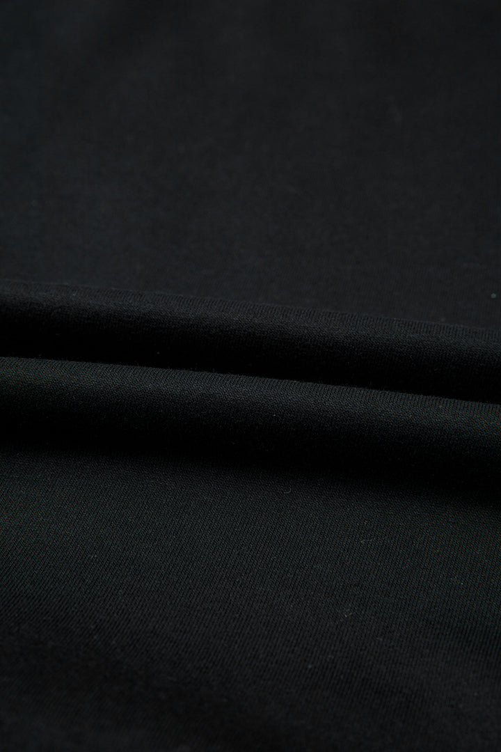 Black Bow Sequin XOXO Letter Graphic Exposed Seam Baggy Sweatshirt