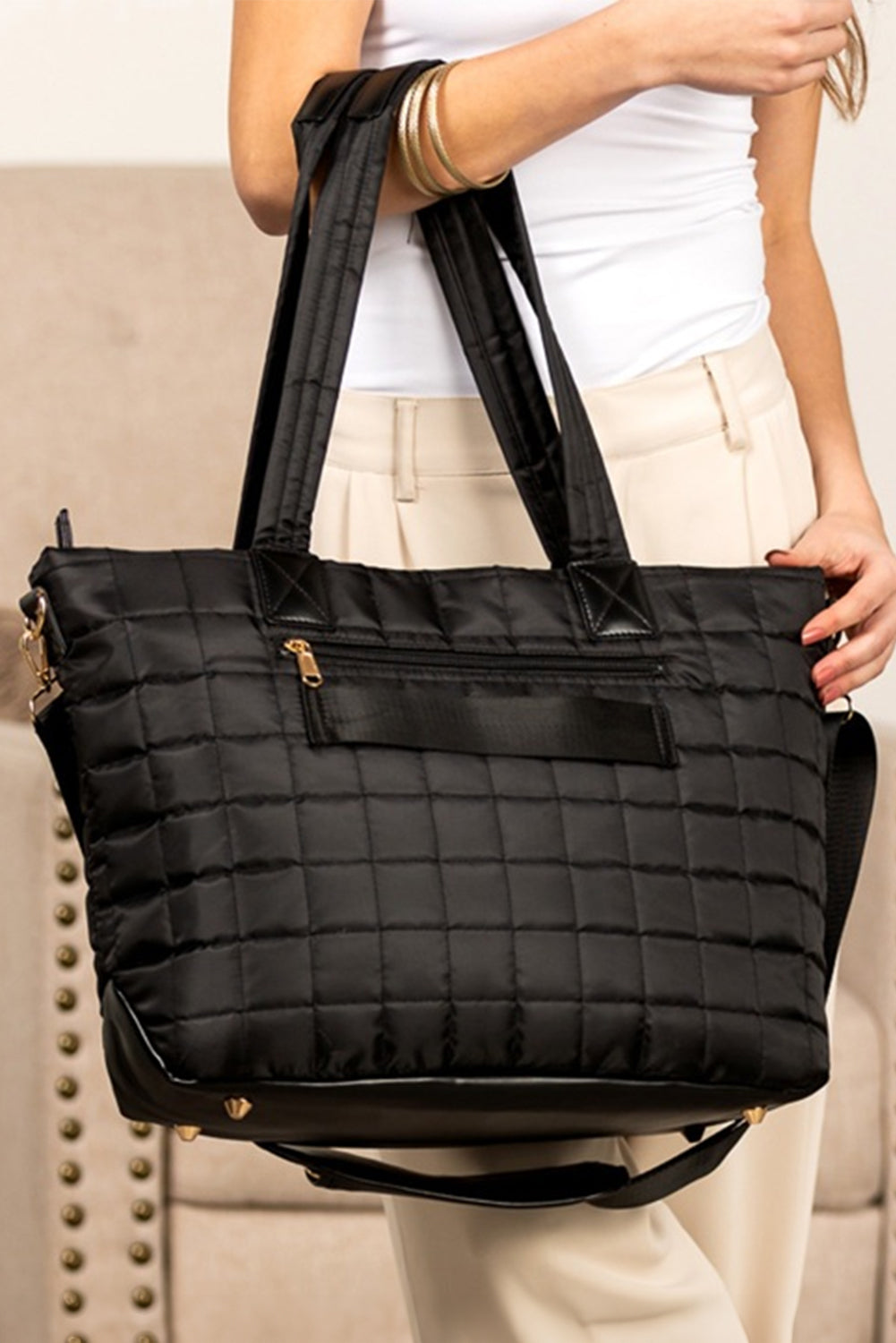 Quilted Patchwork Large Tote Bag and Clutch 2pcs Set