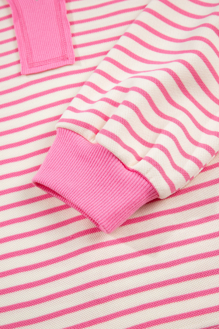 Pink Stripe Collared Pullover and Skort 2pcs Outfit