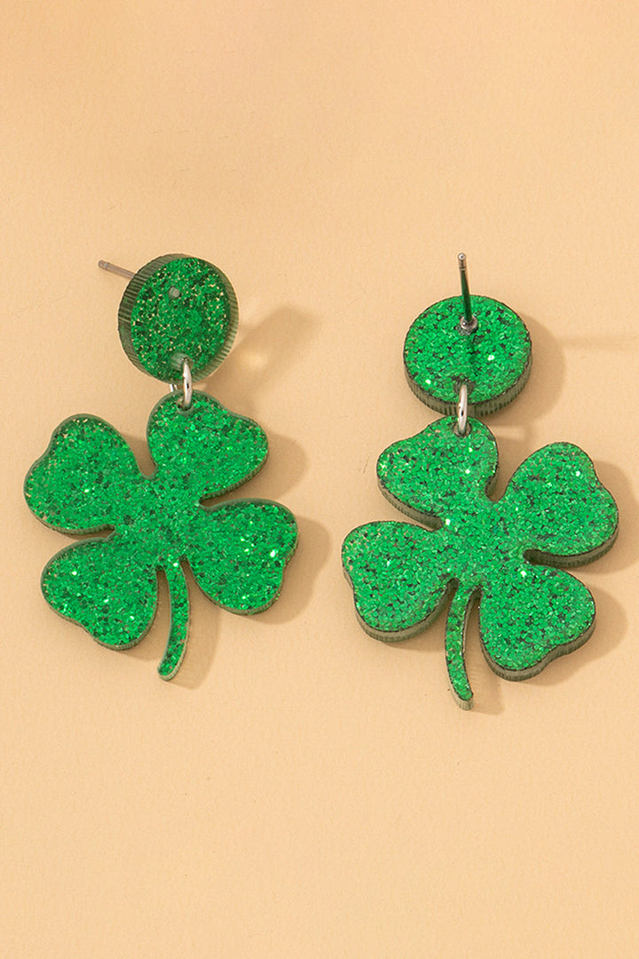 Boucles d'oreilles à tige en forme de trèfle de la Saint-Patrick