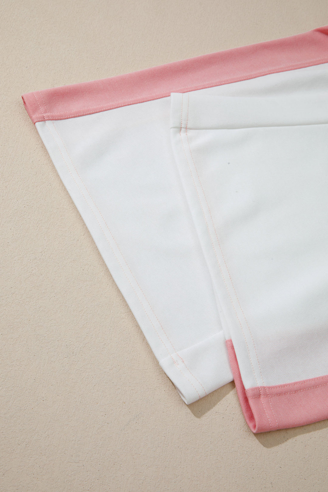 White Two-tone Color Block Patchwork Tee Drawstring Loose Pant Set