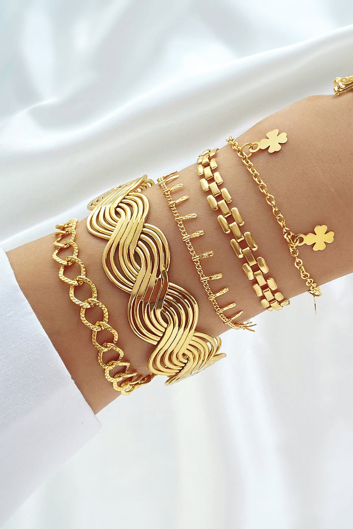 Ensemble de bracelets ajustables plaqués multicouches avec breloque trèfle
