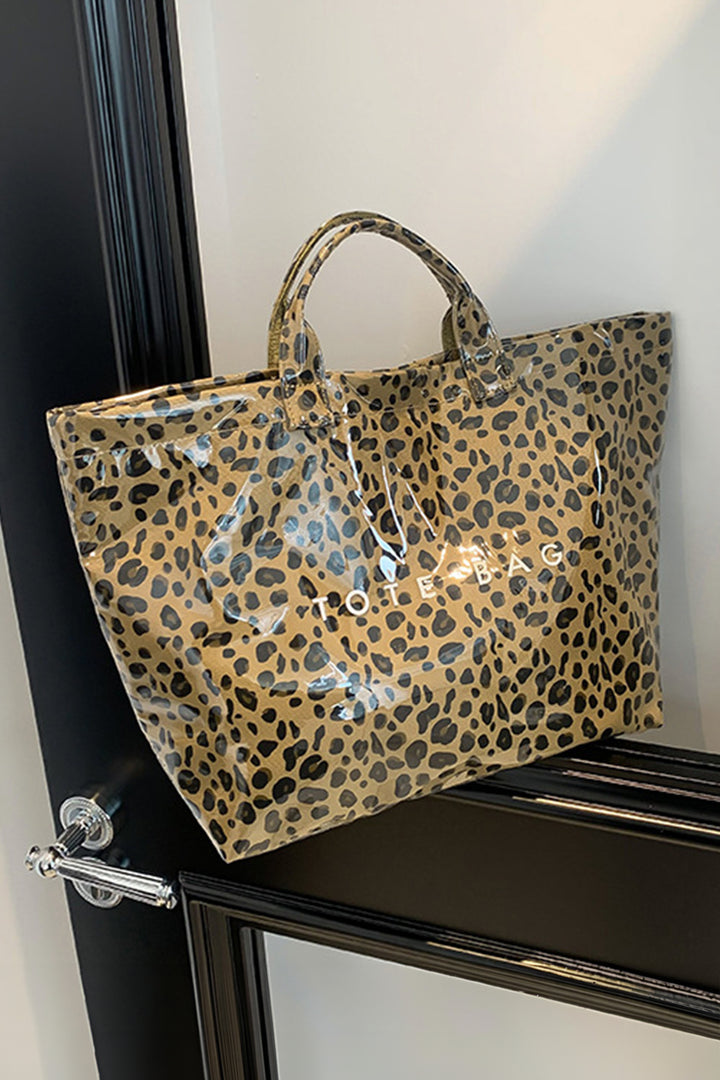 Brown Leopard PU Leather Water Proof Tote Bag