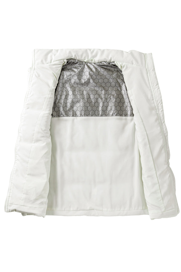 Beige  Zipper Stand Neck Oversized Puffer Vest