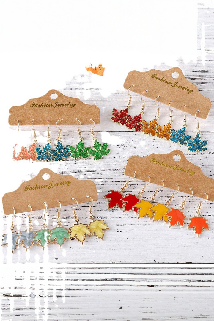 Lot de 3 paires de boucles d'oreilles pendantes à crochet en forme de feuilles d'érable pour Thanksgiving