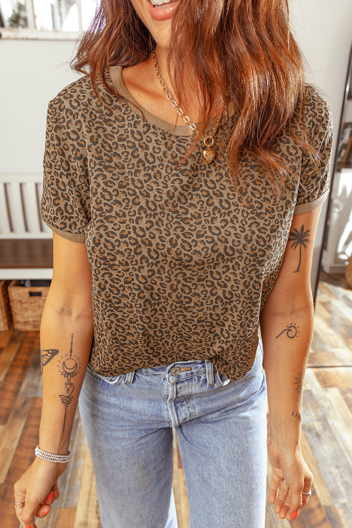 Fierce Leopard Crew Neck T Shirt