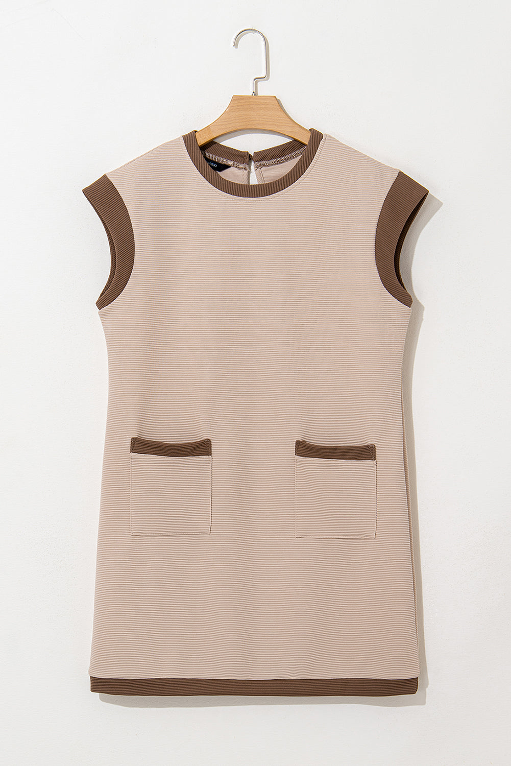 Stylish Textured Color Block Trim Shift Mini Dress