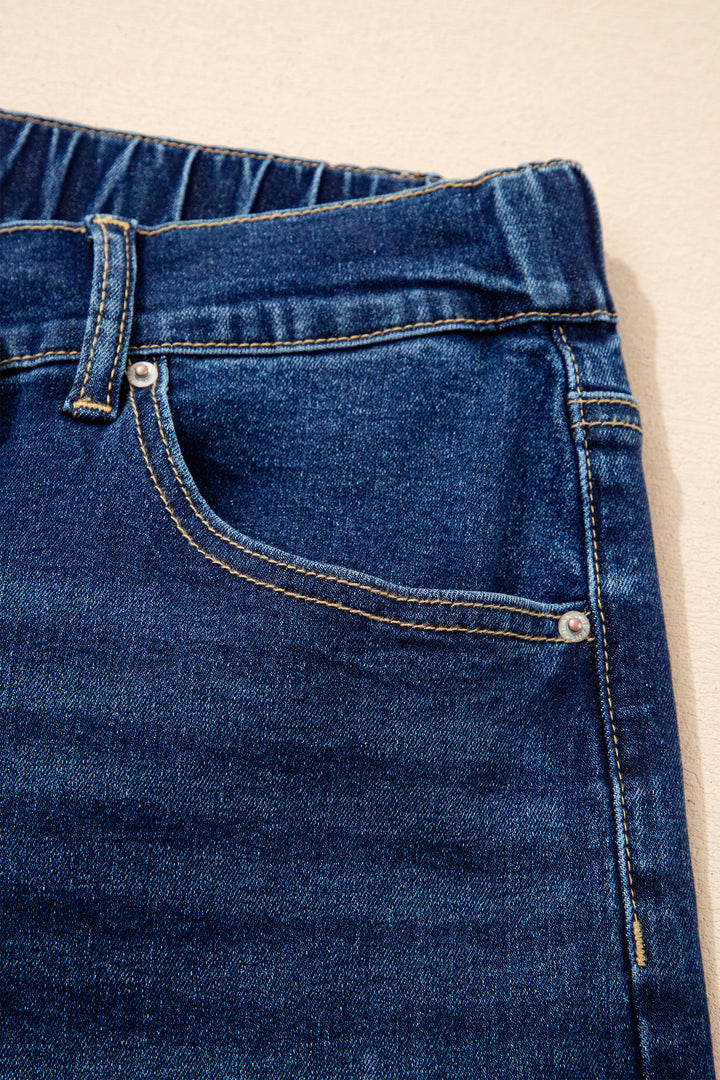 Blue Acid Wash Contrast Lace-up Plus Size Jeans