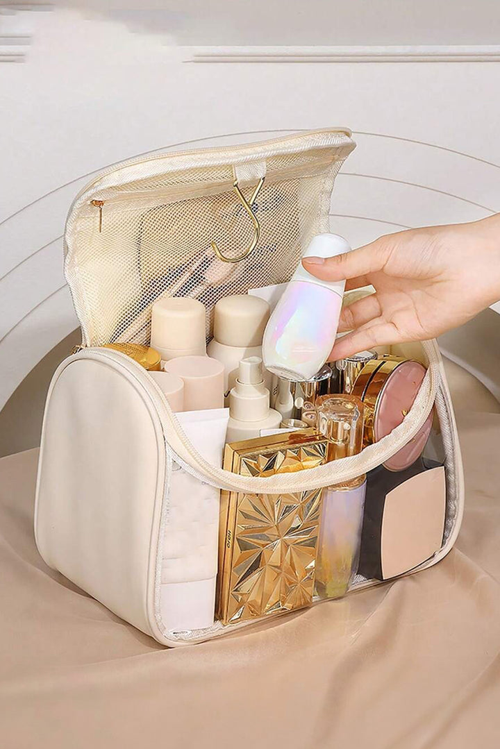 TASTY Print Handle Inside Pocket Clear Makeup Bag