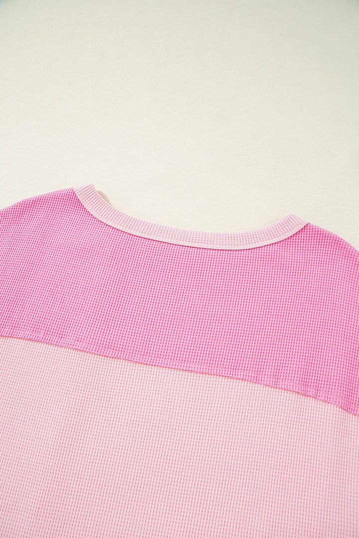 Color Block Patchwork Loose Half Sleeve T Shirt