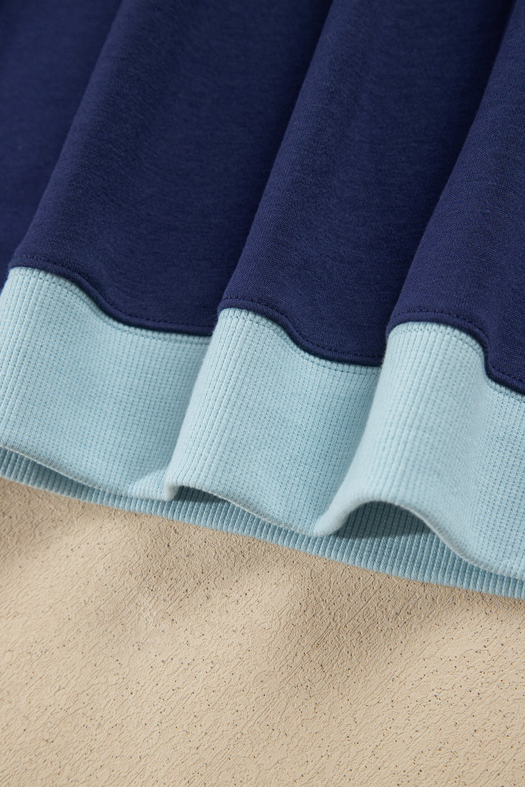 Dirty blue Colorblock Trim Crewneck Long Sleeve Pullover Sweatshirt