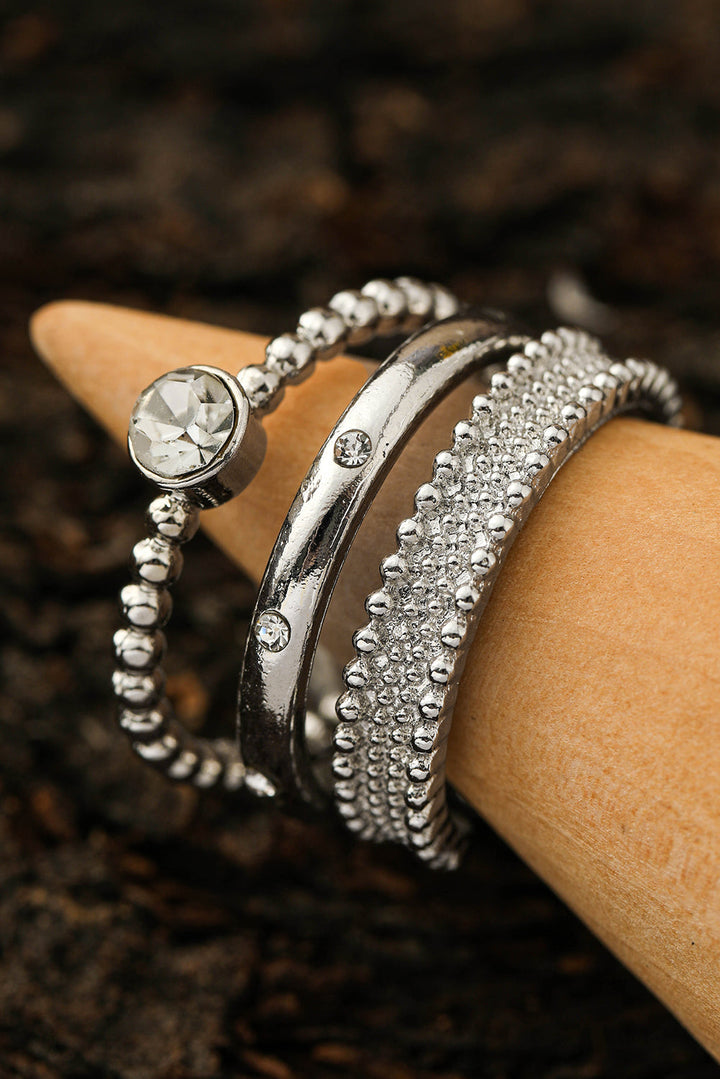 3 Stücke Ring Set mit Strasssteinen und Legierung