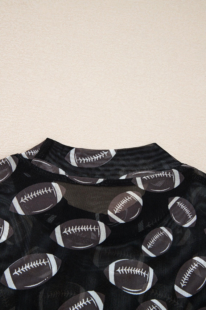 Game Day Rugby Mesh Sheer Long Sleeve Top
