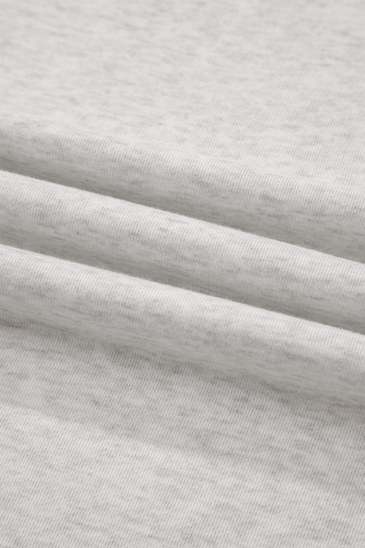 Light Grey Exposed Seam Detail Mock Neck Tee