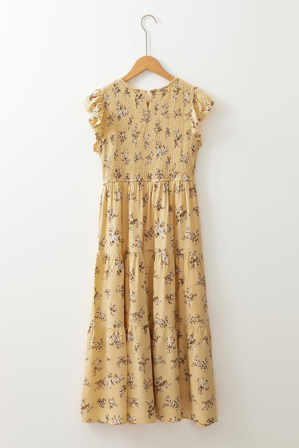 Boho Floral Print Ruffle Smocked Flowy Summer Dress
