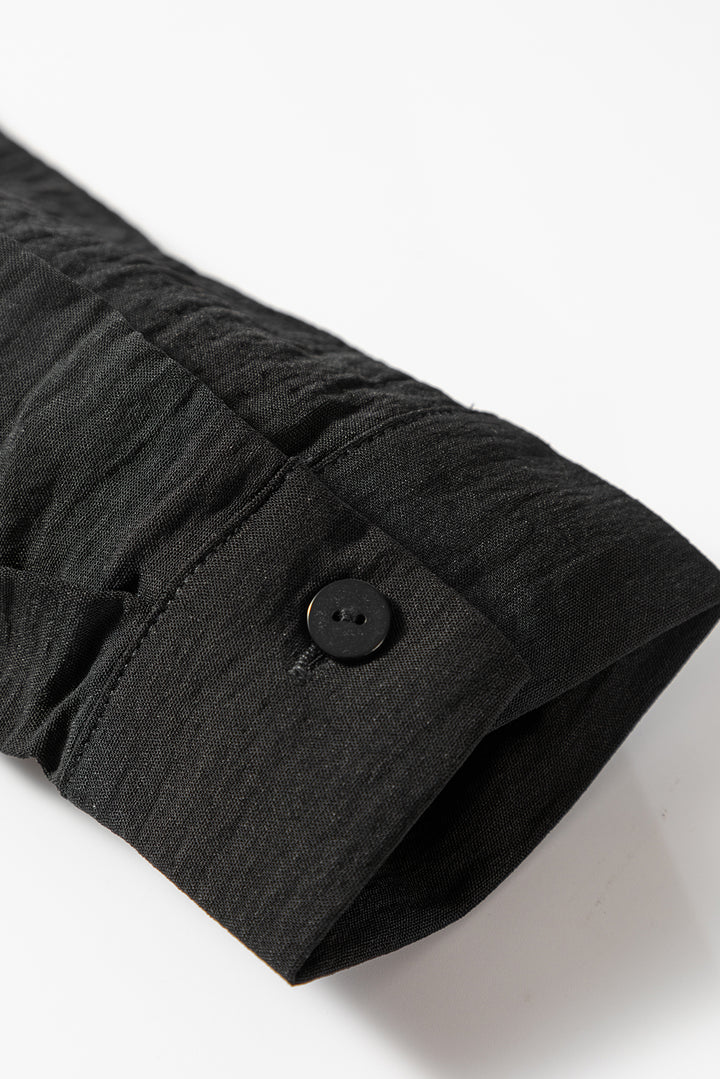 Black Pure Color Patch Pocket Shirt