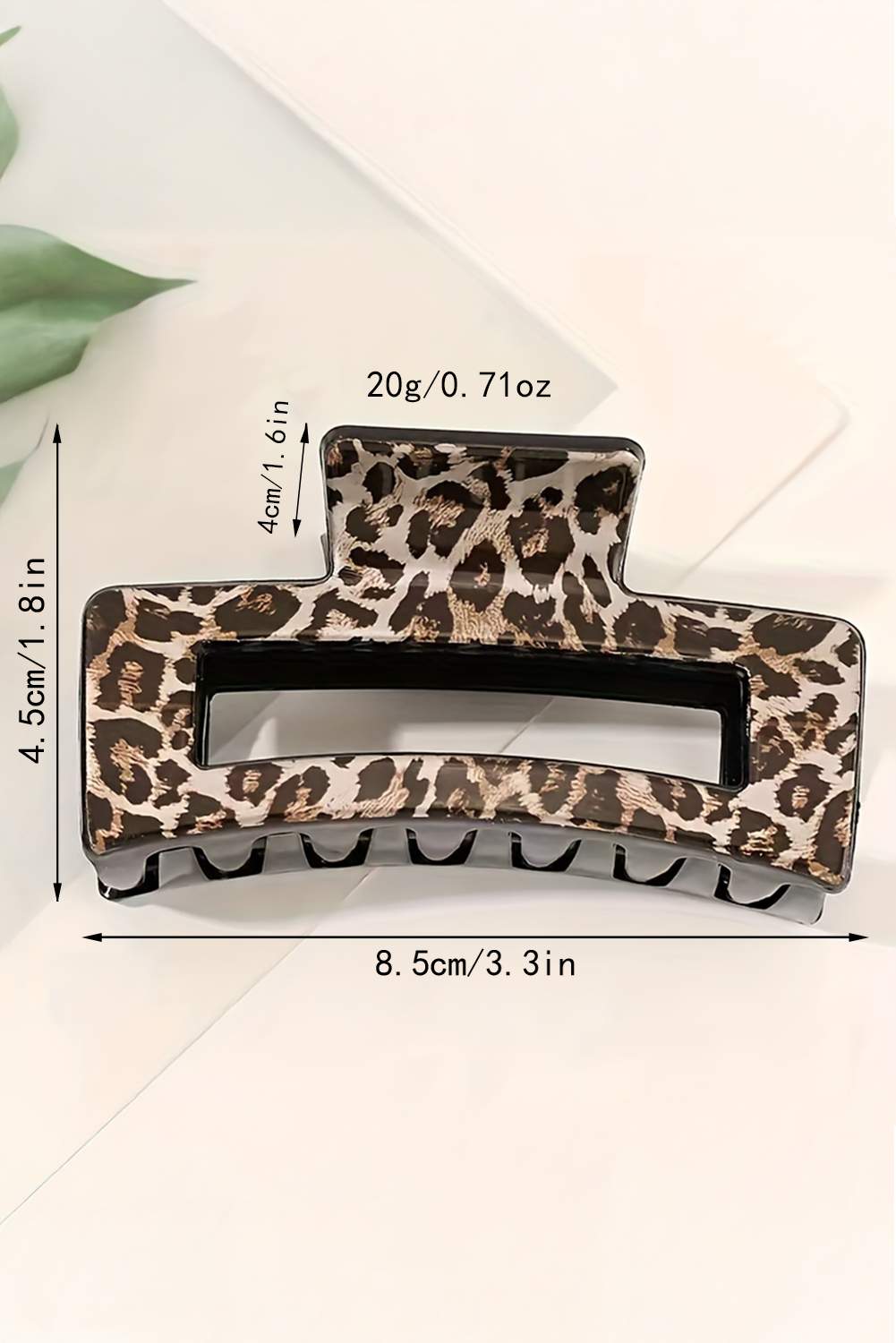 Leopard Print Hollow Out Square Large Hair Claw Clip