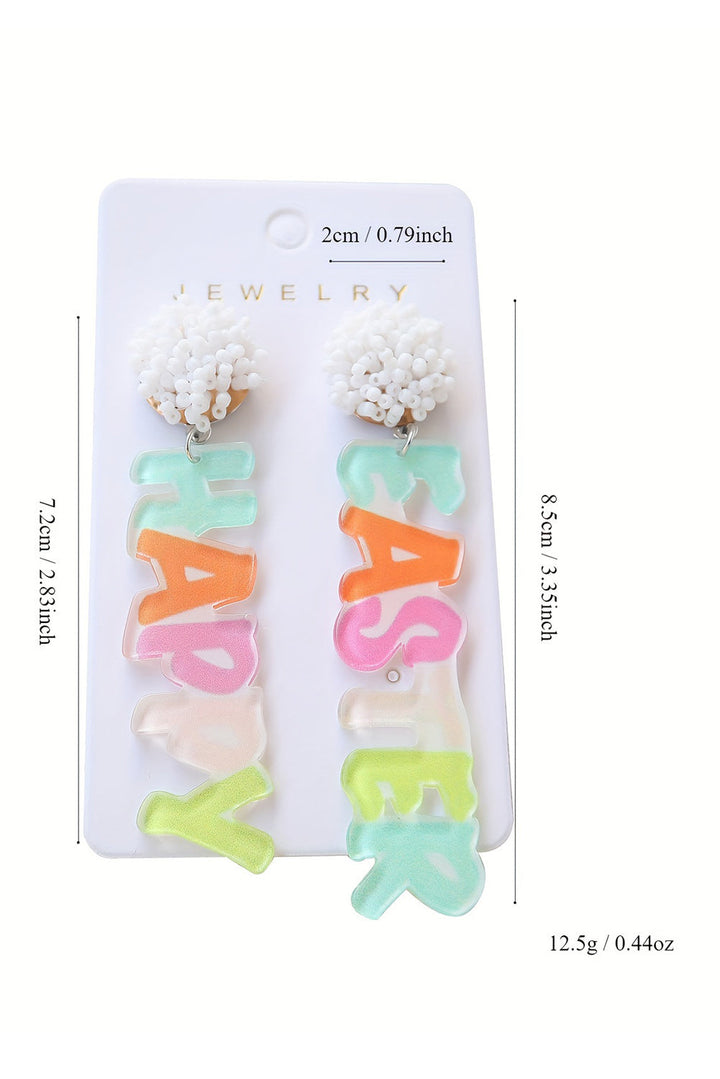 Colorful HAPPY EASTER Drop Earrings