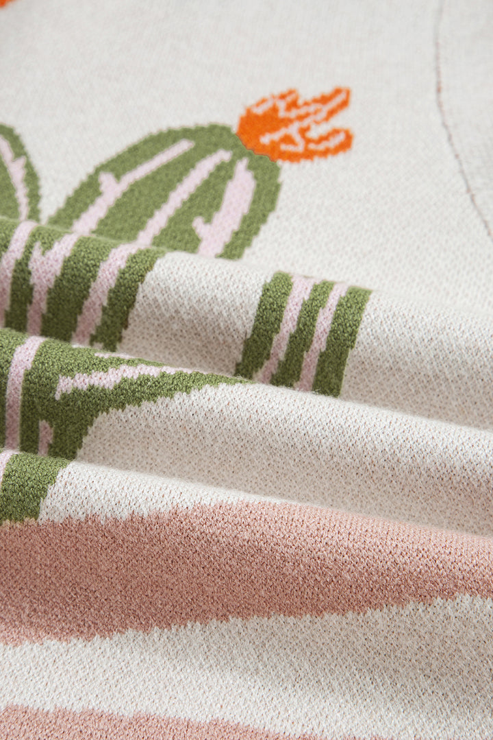 Desert Cactus Buttoned Front Sweater Cardigan