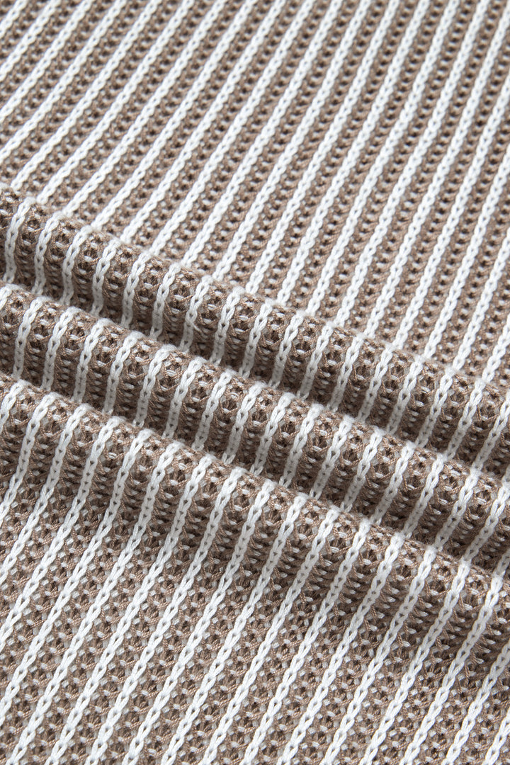 Pale Khaki Contrast Trim Ribbed Knit Sweater Tank Top