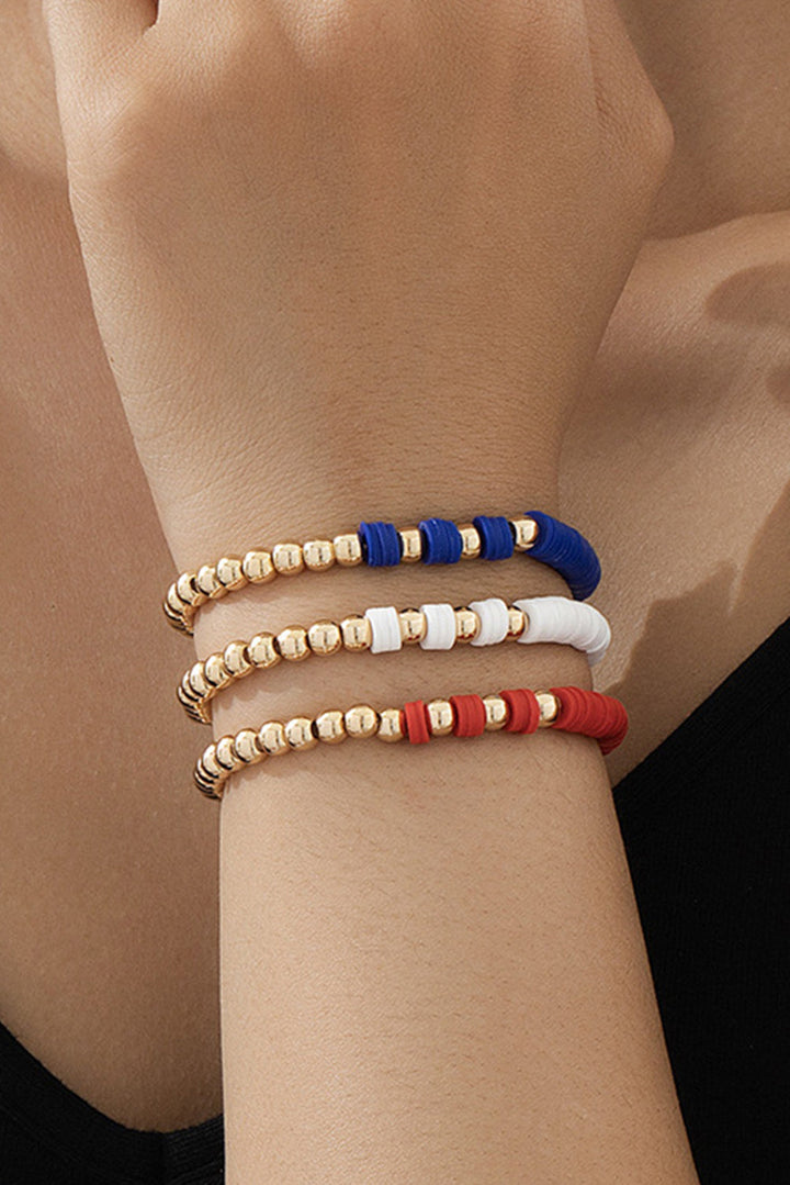 Bracelets triple couche de perles sur le thème du drapeau américain