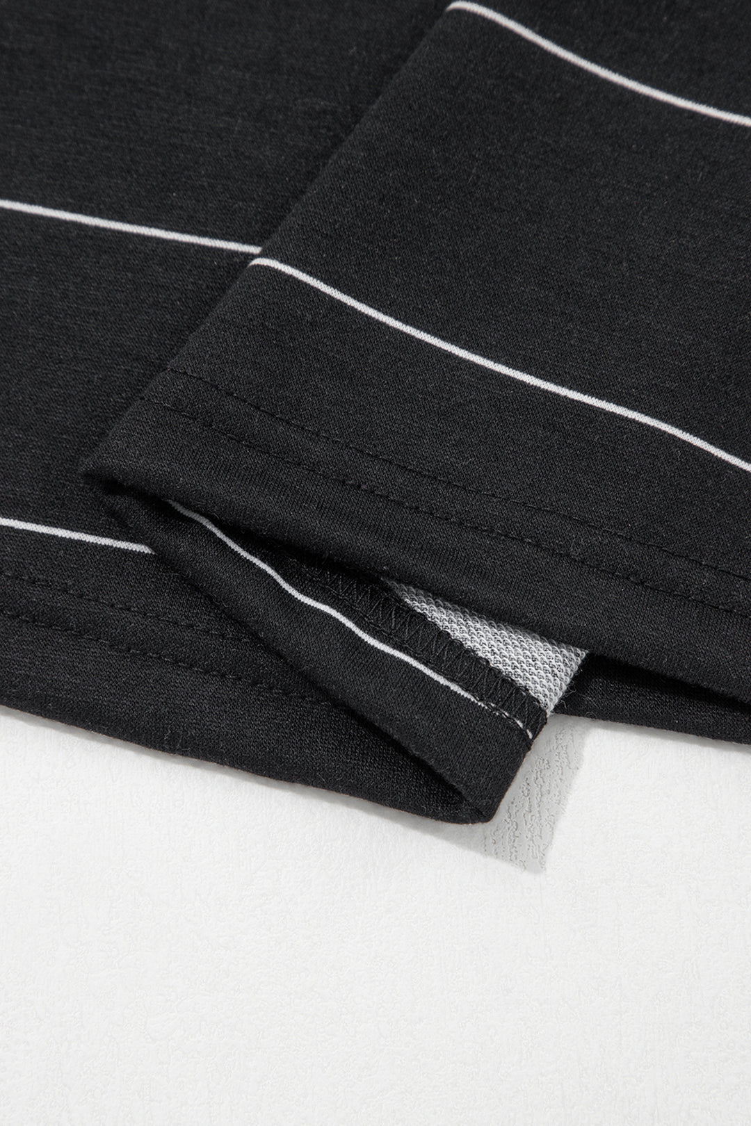 Black Stripe Half Sleeve Tee Drawstring Shorts 2pcs Set