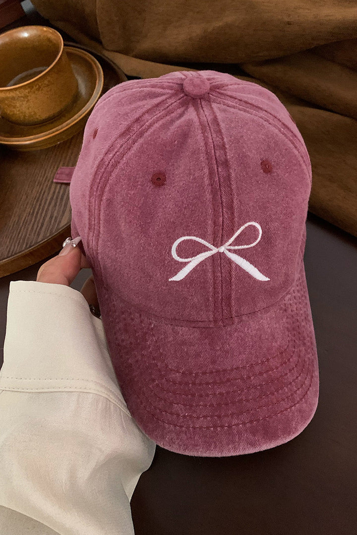 Denim-Baseballkappe mit bestickter Schleife und Knoten