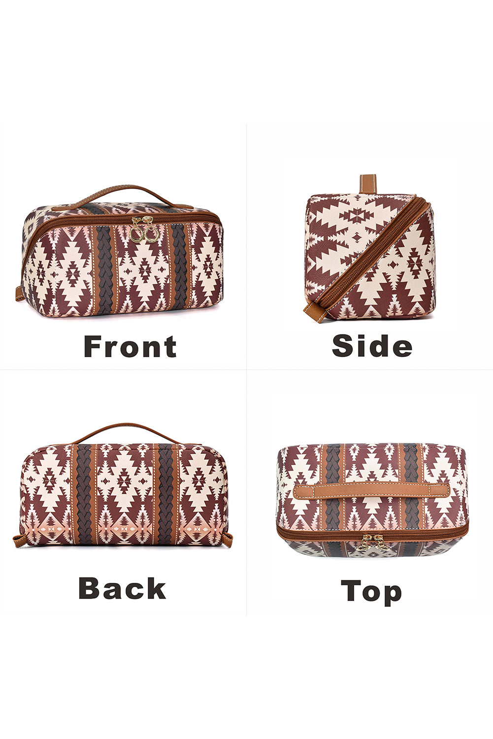 Geometric Braided Print Makeup Bag with Handle