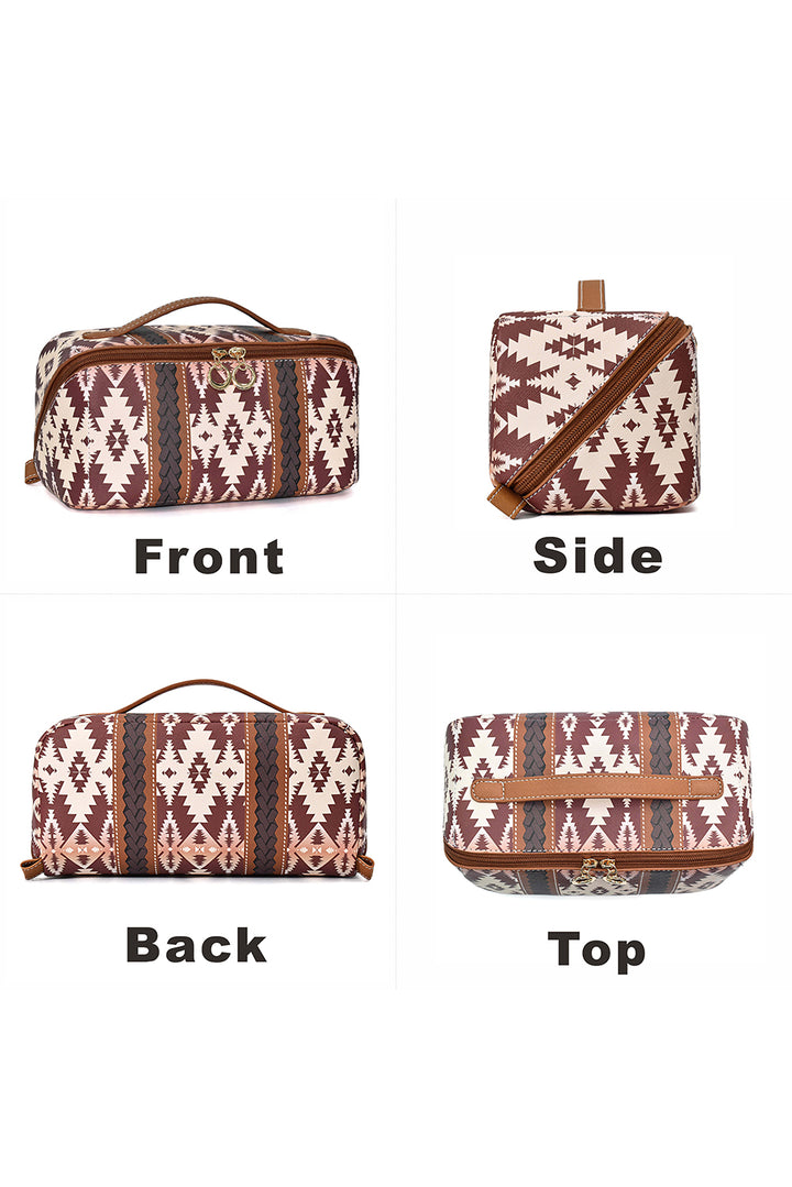 Geometric Braided Print Makeup Bag with Handle