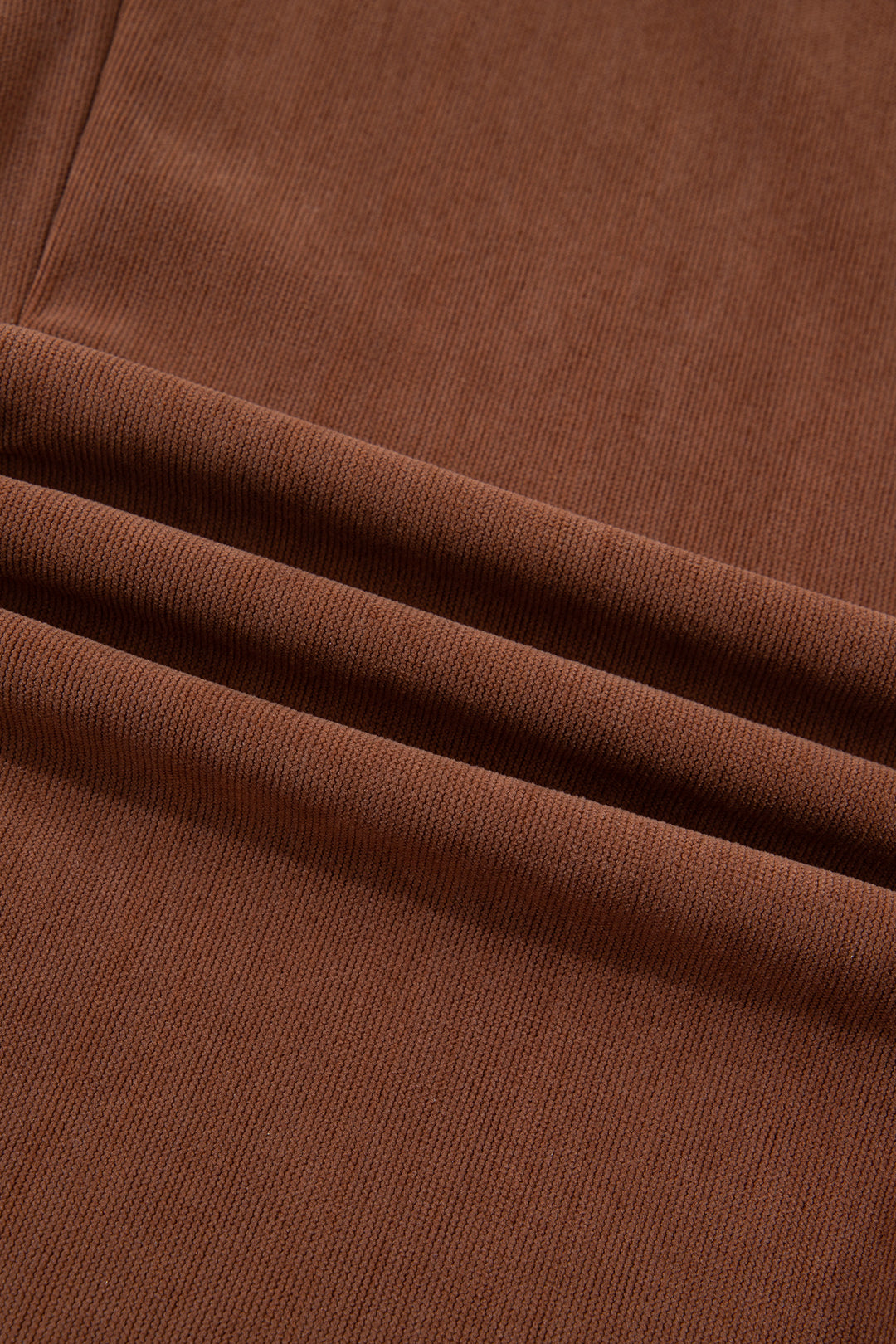 Coffee Elastic Waist Straight Leg Ankle Length Corduroy Pants