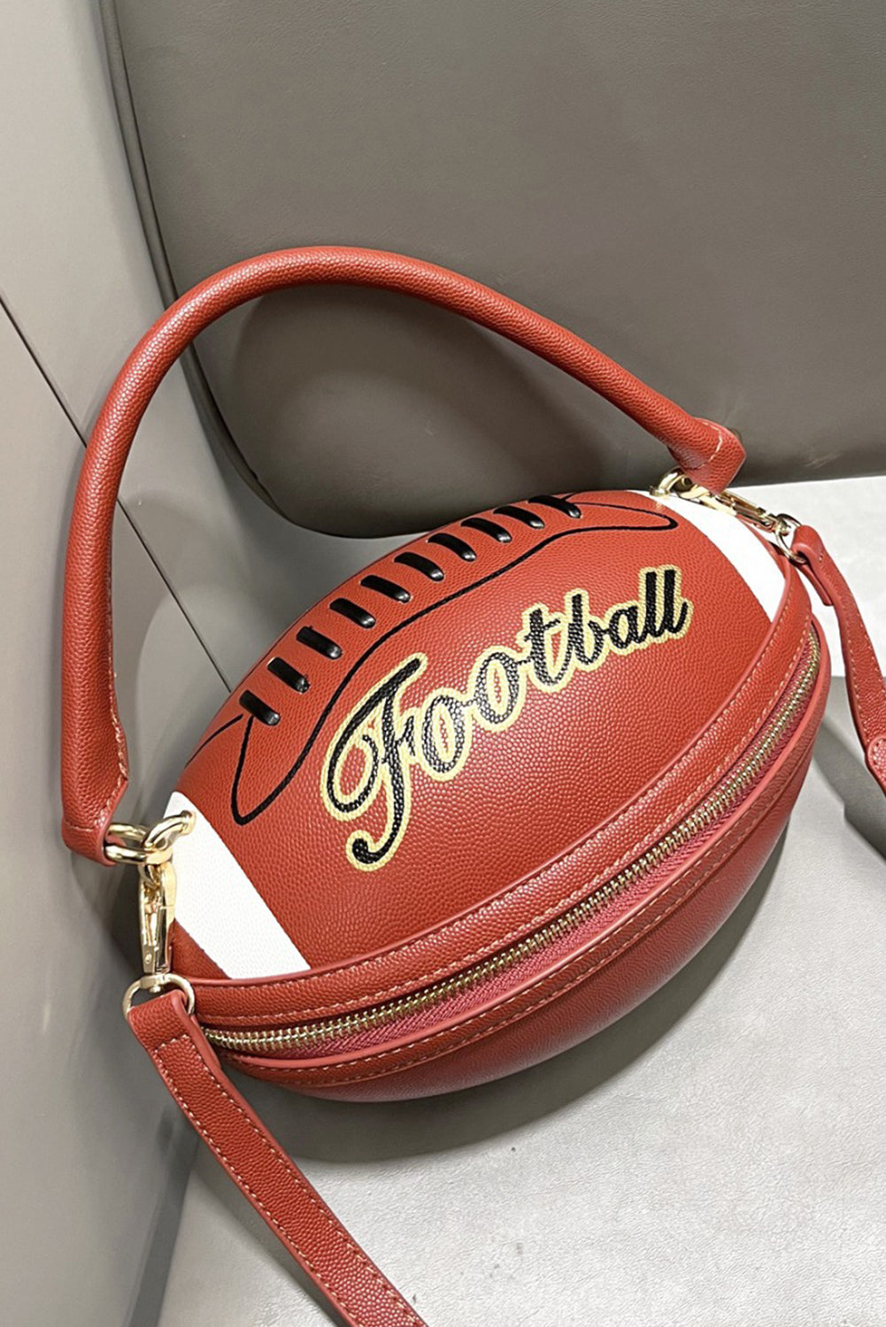 Faux Leather Football Spherical Hand Bag