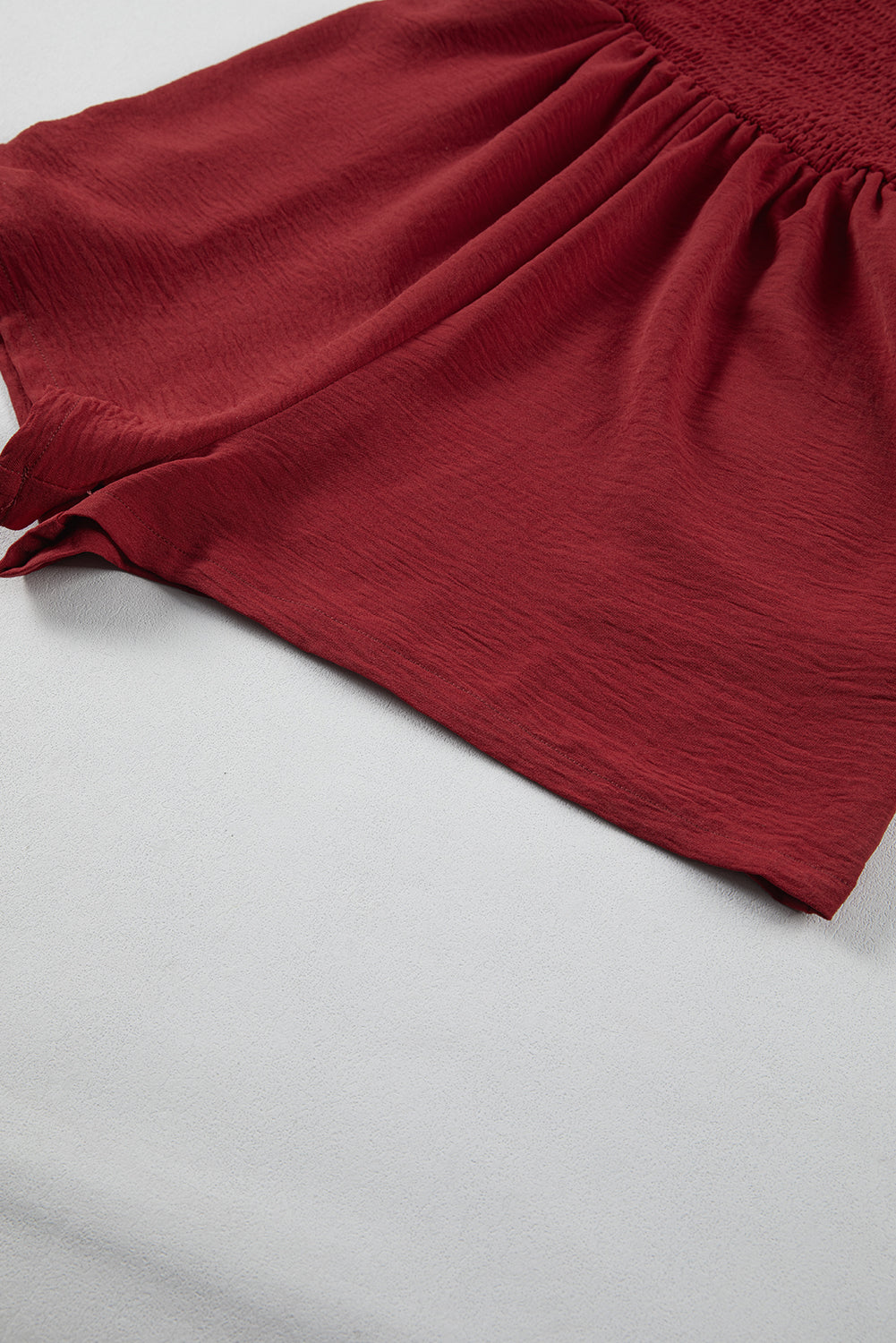 Burgundy Casual Pocketed Smocked Sleeveless Romper