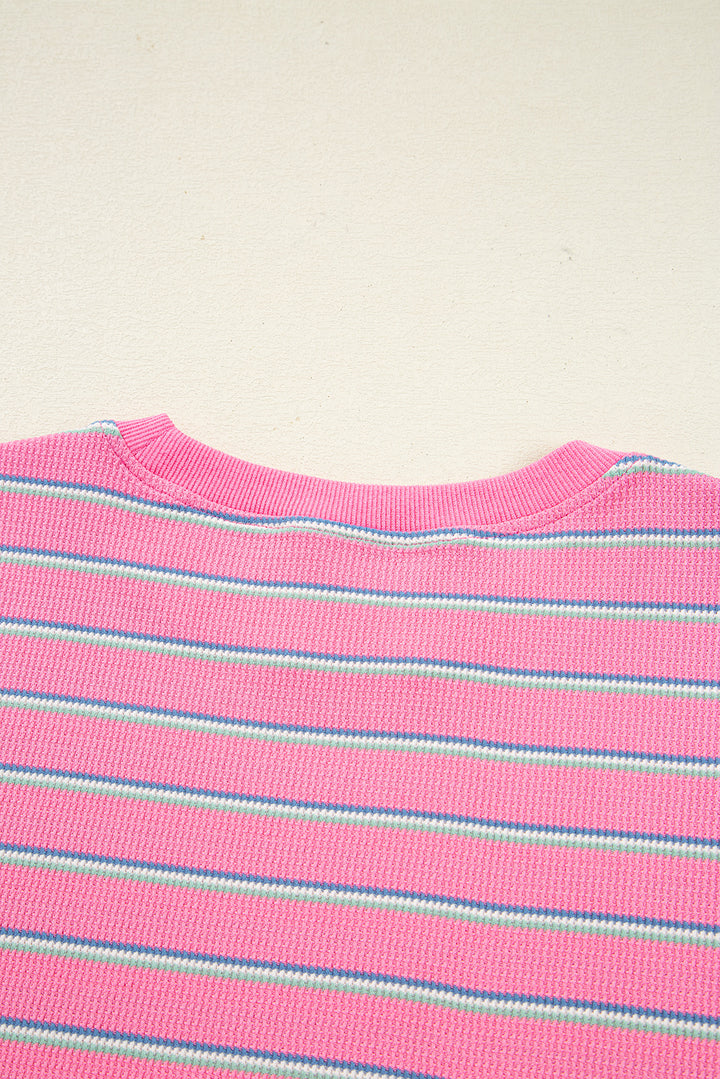 Textured Knit Round Neck Long Sleeve Top