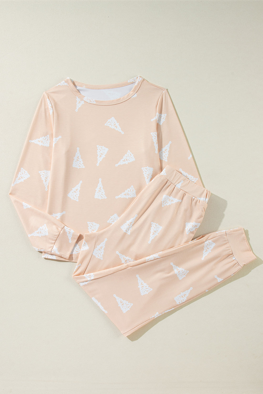 christmas tree print loose fit two piece pajama set