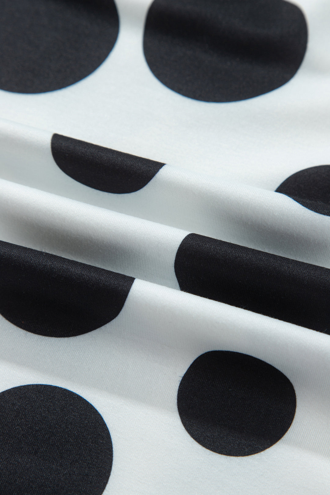 White Polka Dot Long Sleeve Top Drawstring Relaxed Pants Set