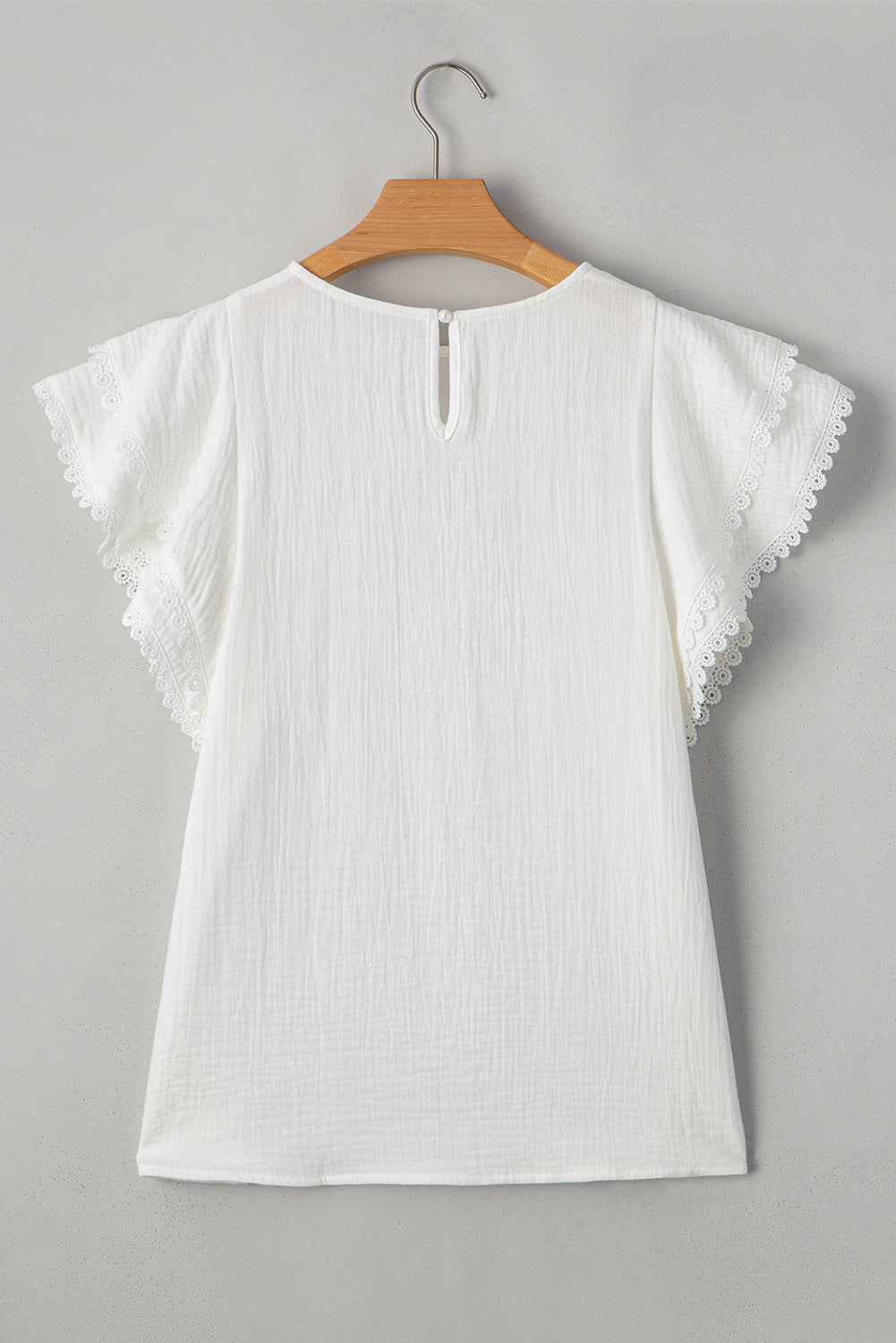 crinkled layered ruffled flutter sleeve blouse