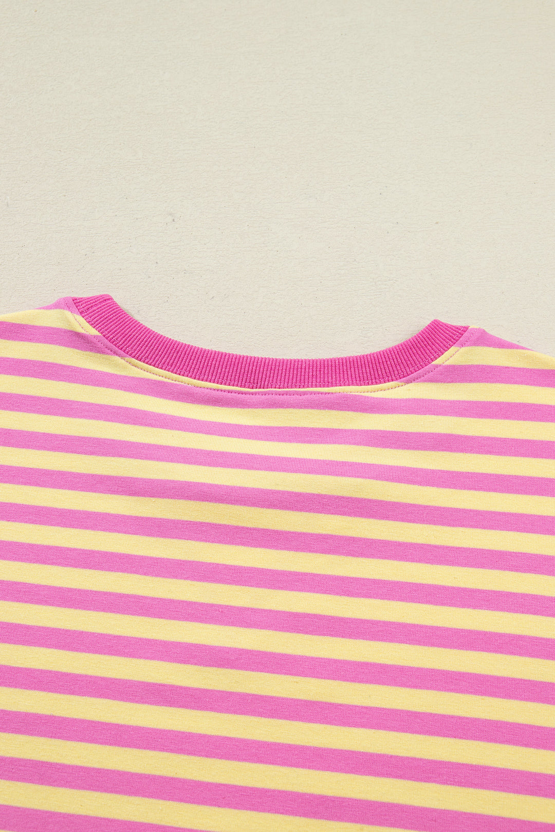 Rose Stripe Drop Shoulder Boxy Casual Terry Short Set