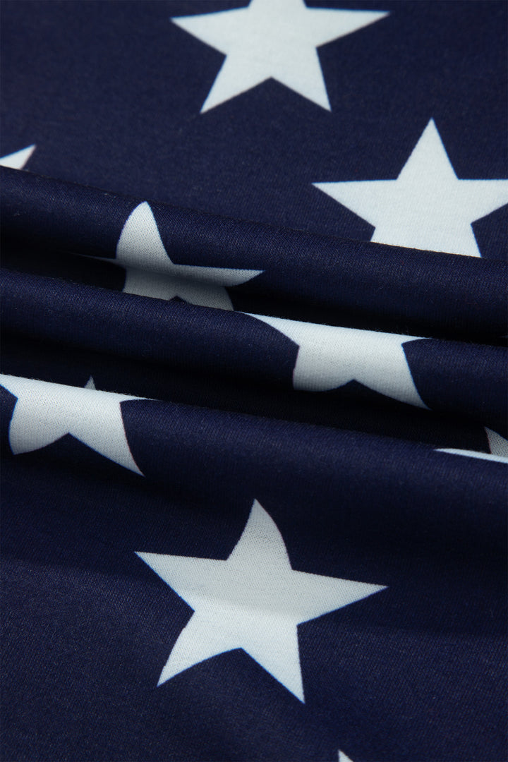 Multicolour Stars Stripes American Flag Zipped Collar Oversized Sweatshirt