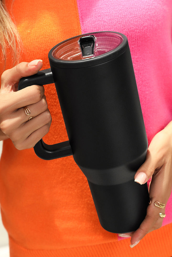 Grande tasse à vide avec poignée en acier inoxydable givré et paille 40 oz