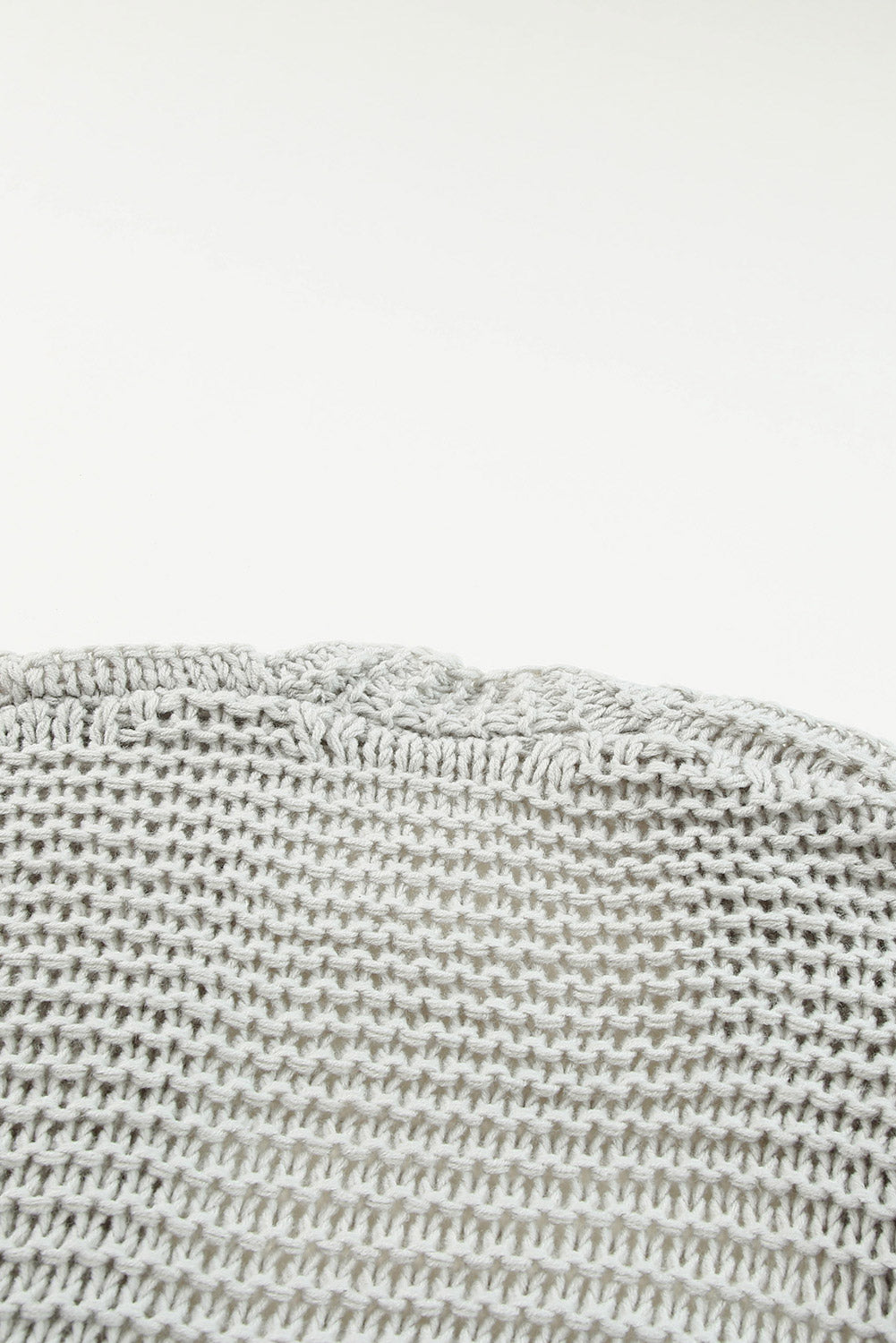 Gray Chunky Oversize Knit Drop Shoulder Puff Sleeve Cardigan