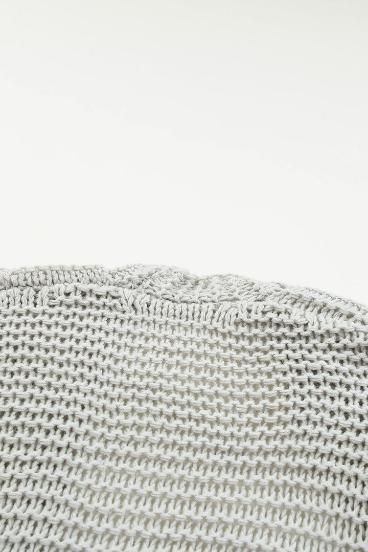 Gray Chunky Oversize Knit Drop Shoulder Puff Sleeve Cardigan
