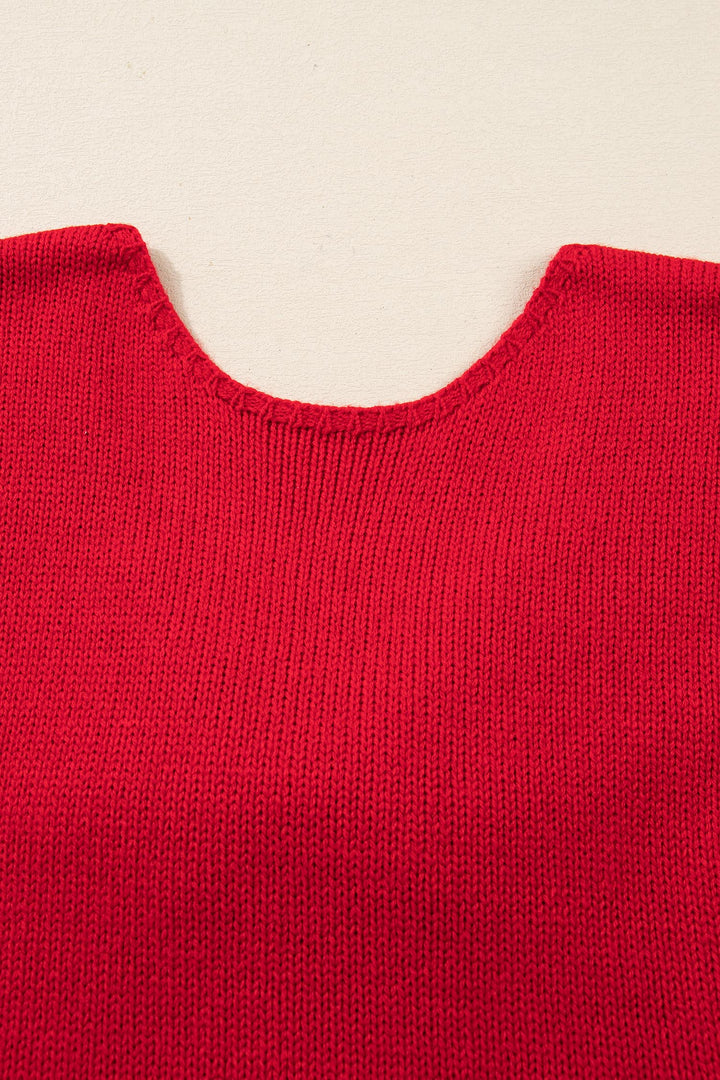 Festive Bow Backless Bubble Sleeve Sweater
