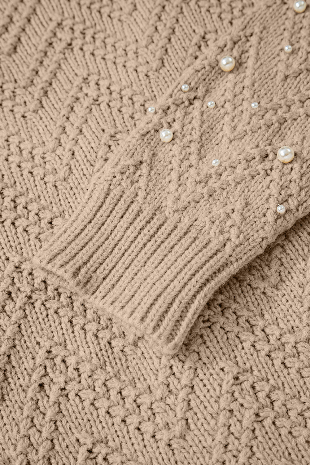 Smoke Gray Pearl Embellished Button Front Sweater Cardigan