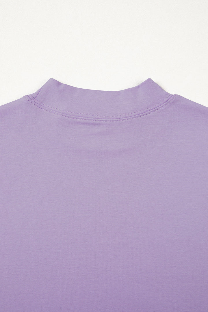 Wisteria Solid Color High Neck Oversize Tee