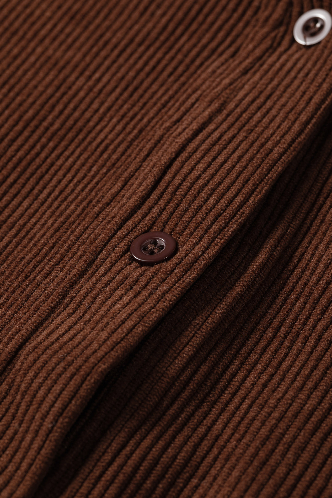 Coffee Solid Color Long Sleeve Button Corduroy Shakcet