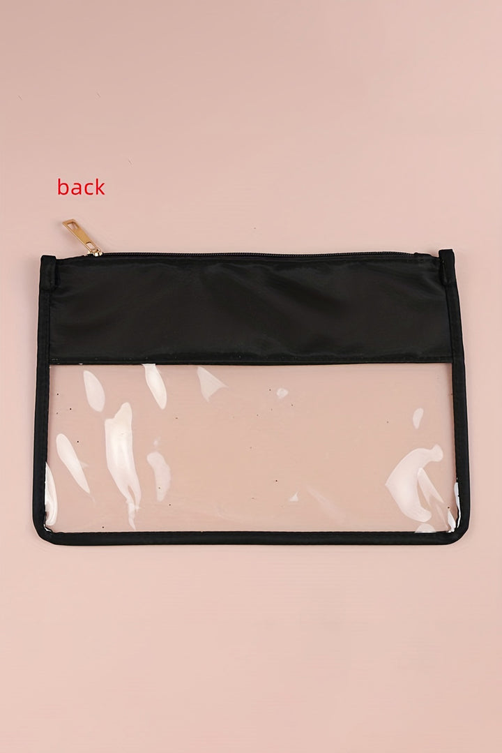 TEACH Glitter Chenille Clear PVC Makeup Bag